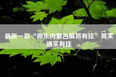 最新一款“微乐内蒙古麻将有挂	”其实确实有挂