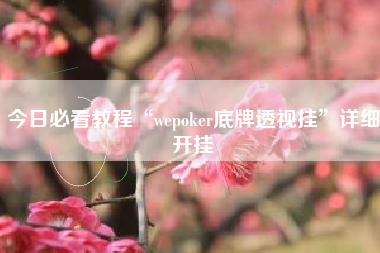 今日必看教程“wepoker底牌透视挂	”详细开挂