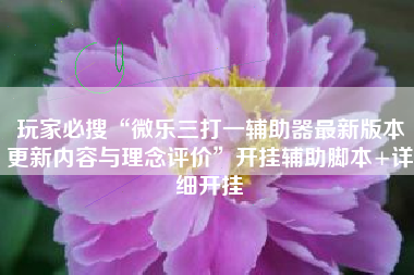 玩家必搜“微乐三打一辅助器最新版本更新内容与理念评价”开挂辅助脚本+详细开挂