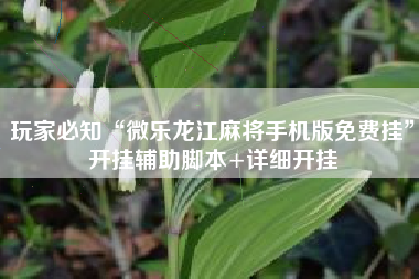 玩家必知“微乐龙江麻将手机版免费挂”开挂辅助脚本+详细开挂