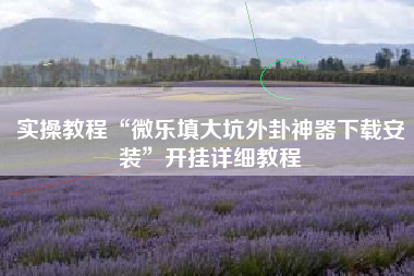 实操教程“微乐填大坑外卦神器下载安装	”开挂详细教程