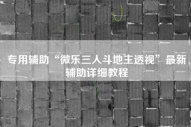 专用辅助“微乐三人斗地主透视”最新辅助详细教程