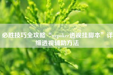 必胜技巧全攻略“wepoker透视挂脚本”详细透视辅助方法