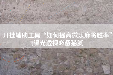 开挂辅助工具“如何提高微乐麻将胜率”(曝光透视必备猫腻