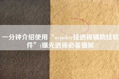 一分钟介绍使用“wepoker挂透视辅助挂软件”(曝光透视必备猫腻