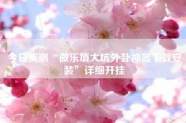 今日实测“微乐填大坑外卦神器下载安装”详细开挂