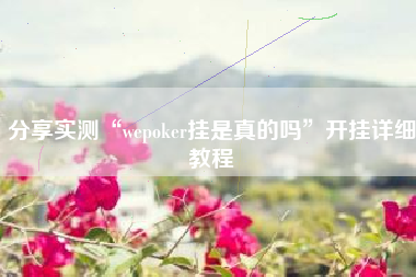 分享实测“wepoker挂是真的吗	”开挂详细教程