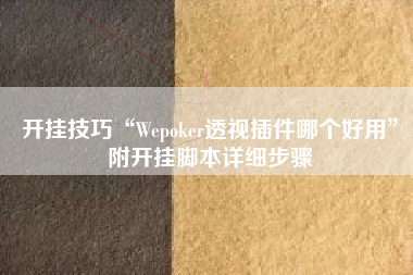 开挂技巧“Wepoker透视插件哪个好用”附开挂脚本详细步骤