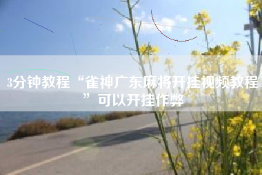 3分钟教程“雀神广东麻将开挂视频教程”可以开挂作弊