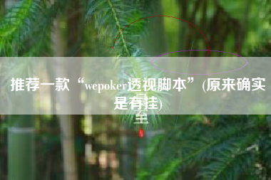 推荐一款“wepoker透视脚本	”(原来确实是有挂)