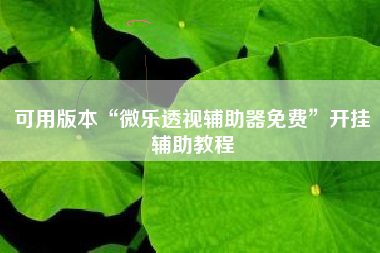 可用版本“微乐透视辅助器免费	”开挂辅助教程