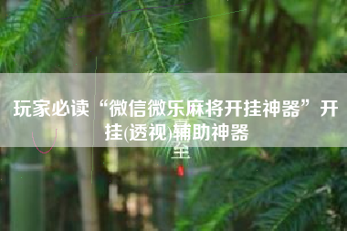 玩家必读“微信微乐麻将开挂神器”开挂(透视)辅助神器