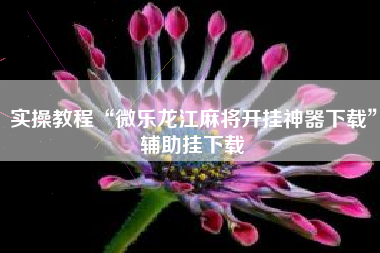 实操教程“微乐龙江麻将开挂神器下载”辅助挂下载