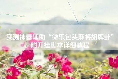 实测神器辅助“微乐包头麻将胡牌卦	”附开挂脚本详细教程