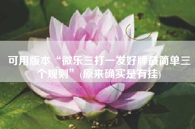 可用版本“微乐三打一发好牌最简单三个规则”(原来确实是有挂)