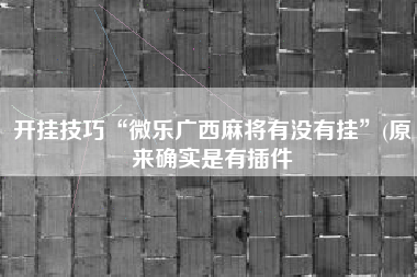 开挂技巧“微乐广西麻将有没有挂”(原来确实是有插件