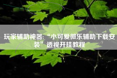 玩家辅助神器:“小可爱微乐辅助下载安装	”透视开挂教程