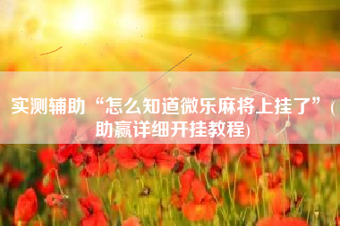 实测辅助“怎么知道微乐麻将上挂了”(助赢详细开挂教程)