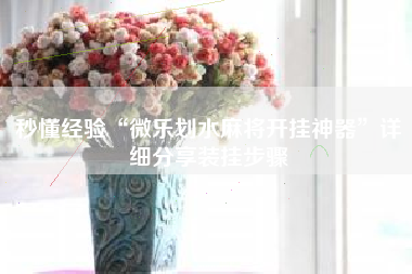 秒懂经验“微乐划水麻将开挂神器	”详细分享装挂步骤