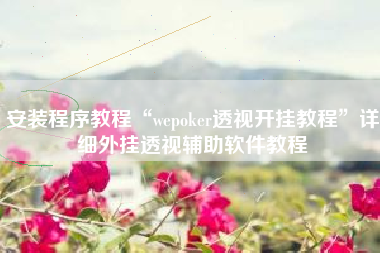 安装程序教程“wepoker透视开挂教程”详细外挂透视辅助软件教程