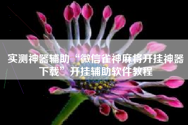 实测神器辅助“微信雀神麻将开挂神器下载”开挂辅助软件教程