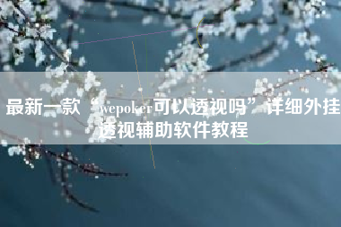 最新一款“wepoker可以透视吗	”详细外挂透视辅助软件教程