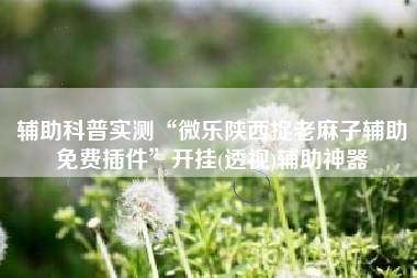 辅助科普实测“微乐陕西捉老麻子辅助免费插件”开挂(透视)辅助神器 辅助科普实测“微乐陕西捉老麻子辅助免费插件”开挂(透视)辅助神器