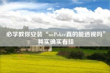必学教你安装“wePoker真的能透视吗”其实确实有挂