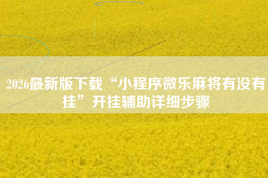 2026最新版下载“小程序微乐麻将有没有挂”开挂辅助详细步骤