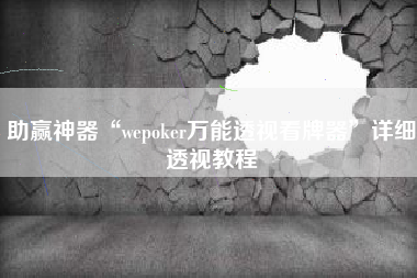 助赢神器“wepoker万能透视看牌器”详细透视教程