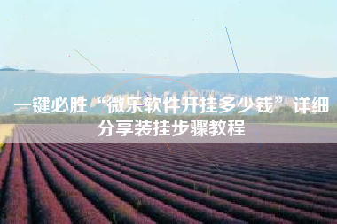 一键必胜“微乐软件开挂多少钱	”详细分享装挂步骤教程