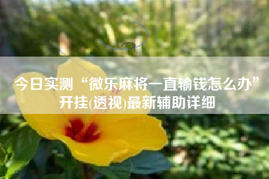 今日实测“微乐麻将一直输钱怎么办	”开挂(透视)最新辅助详细