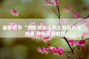 最新教你“微乐刨幺斗地主有没有挂”(透视)开挂详细教程