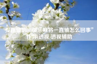 专用辅助“微乐麻将一直输怎么回事	”作弊(透视)透视辅助