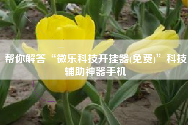 帮你解答“微乐科技开挂器(免费)”科技辅助神器手机