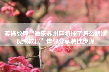 实操教程“微乐苏州麻将挂了怎么解决视频教程	”详细分享装挂步骤