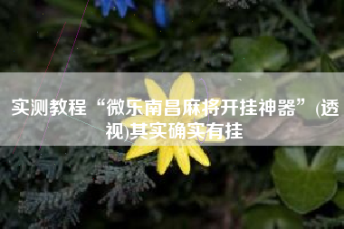 实测教程“微乐南昌麻将开挂神器”(透视)其实确实有挂