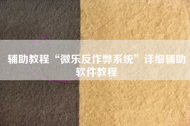 辅助教程“微乐反作弊系统”详细辅助软件教程