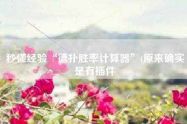 秒懂经验“德扑胜率计算器	”(原来确实是有插件