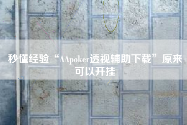 秒懂经验“AApoker透视辅助下载”原来可以开挂