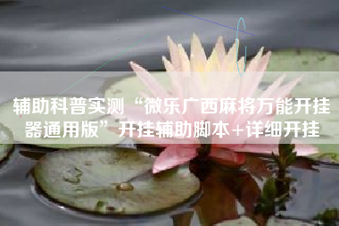 辅助科普实测“微乐广西麻将万能开挂器通用版	”开挂辅助脚本+详细开挂