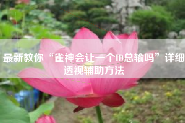 最新教你“雀神会让一个ID总输吗	”详细透视辅助方法