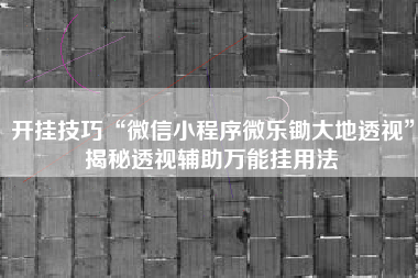 开挂技巧“微信小程序微乐锄大地透视	”揭秘透视辅助万能挂用法