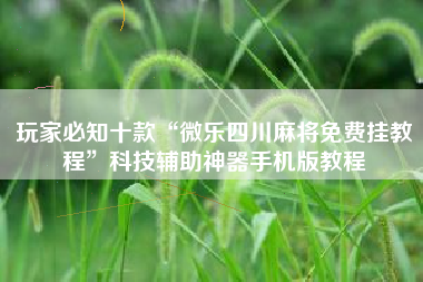 玩家必知十款“微乐四川麻将免费挂教程	”科技辅助神器手机版教程