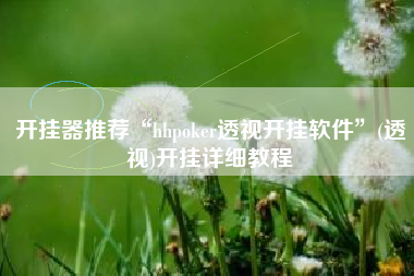 开挂器推荐“hhpoker透视开挂软件”(透视)开挂详细教程
