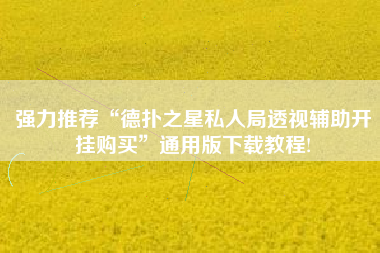 强力推荐“德扑之星私人局透视辅助开挂购买”通用版下载教程!