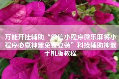 万能开挂辅助“微信小程序微乐麻将小程序必赢神器免费安装”科技辅助神器手机版教程