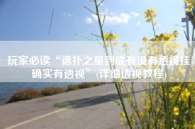 玩家必读“德扑之星到底有没有透视挂确实有透视”(详细透视教程)