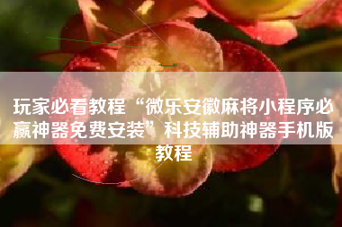 玩家必看教程“微乐安徽麻将小程序必赢神器免费安装	”科技辅助神器手机版教程