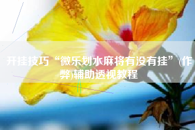 开挂技巧“微乐划水麻将有没有挂”(作弊)辅助透视教程
